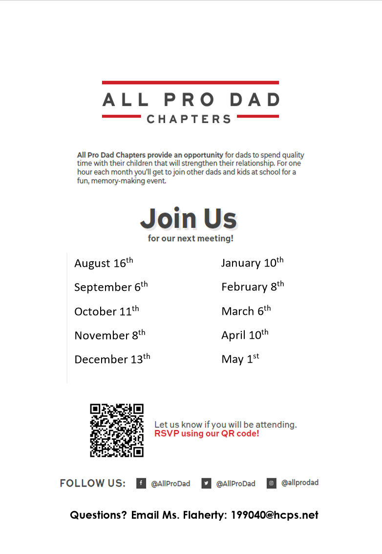  All-Pro Dad Meeting Dates Flyer